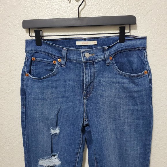 Levi's Boyfriend jeans mid rise distressed crop relaxed fit - Picture 3 of 9